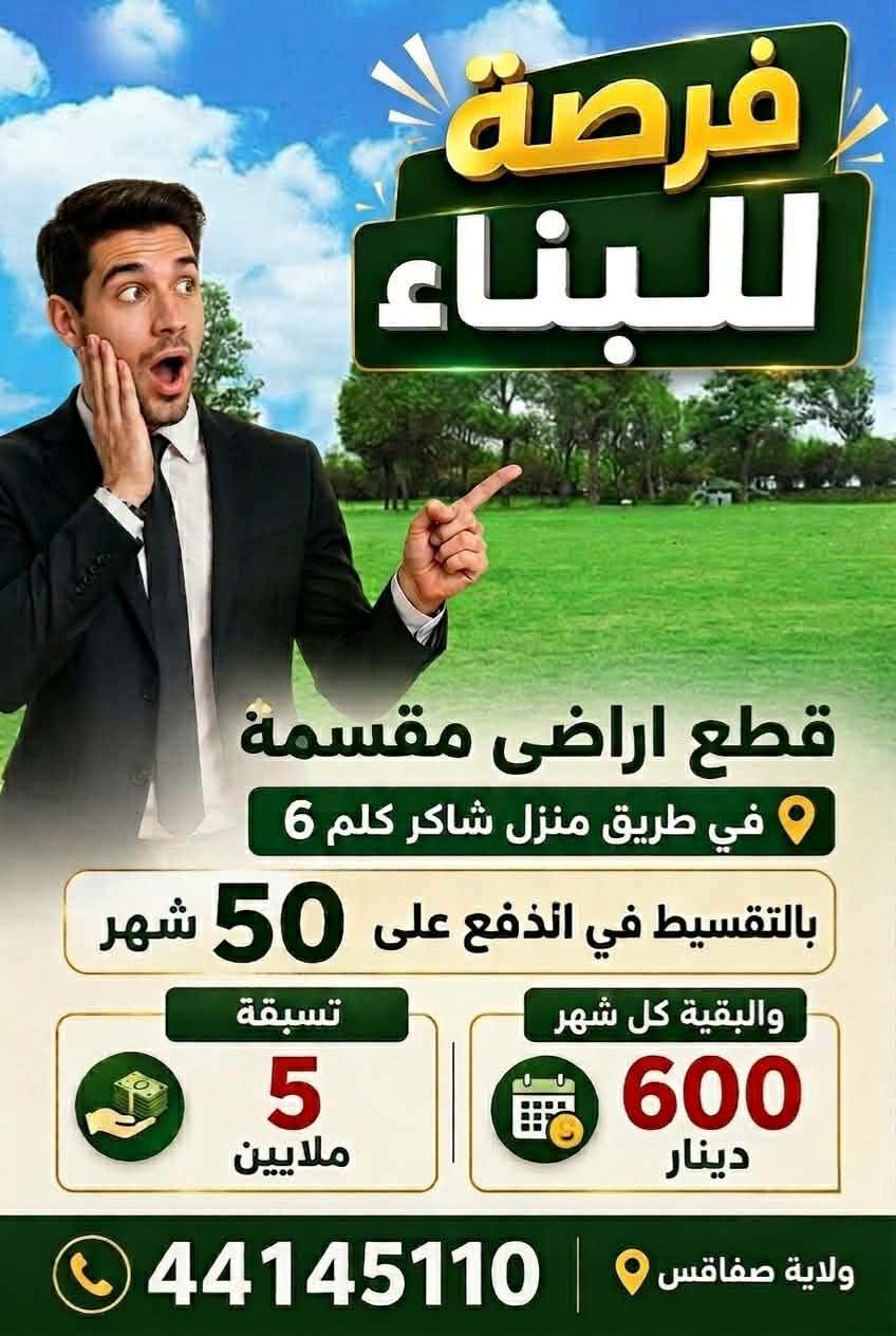 فرصة للإستثمار قطع أرض في طريق منزل شاكر كلم 6 